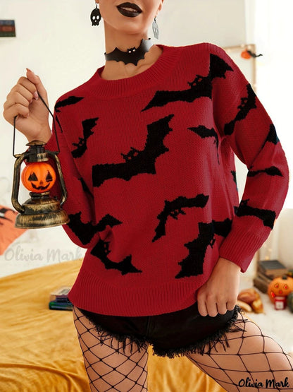 Fashion Women's Wear Long Sleeve Halloween Brocade Sweater Knitted