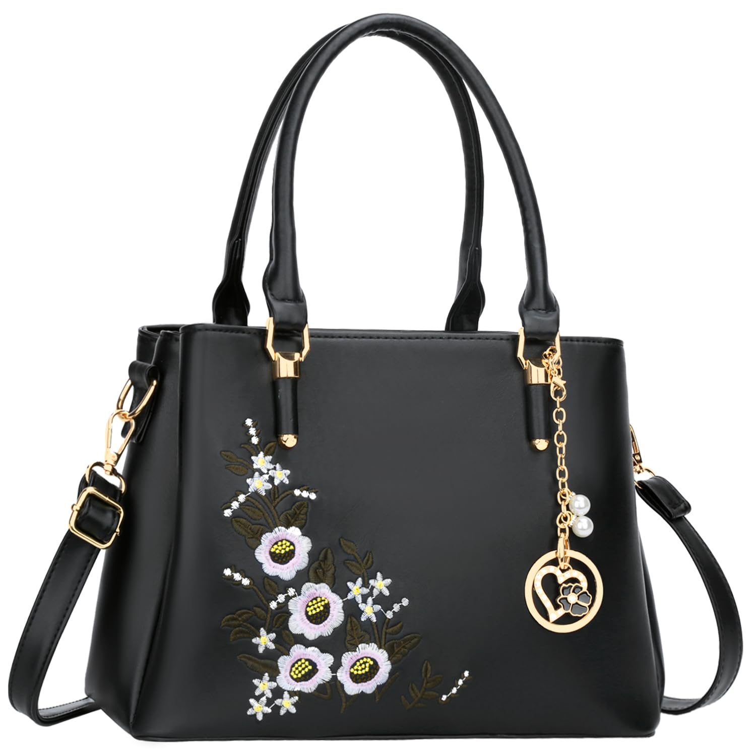 KKXIU Women Satchel Bags Handle Shoulder Handbags and Purses Pockets Zipper Leather Crossbody Bags