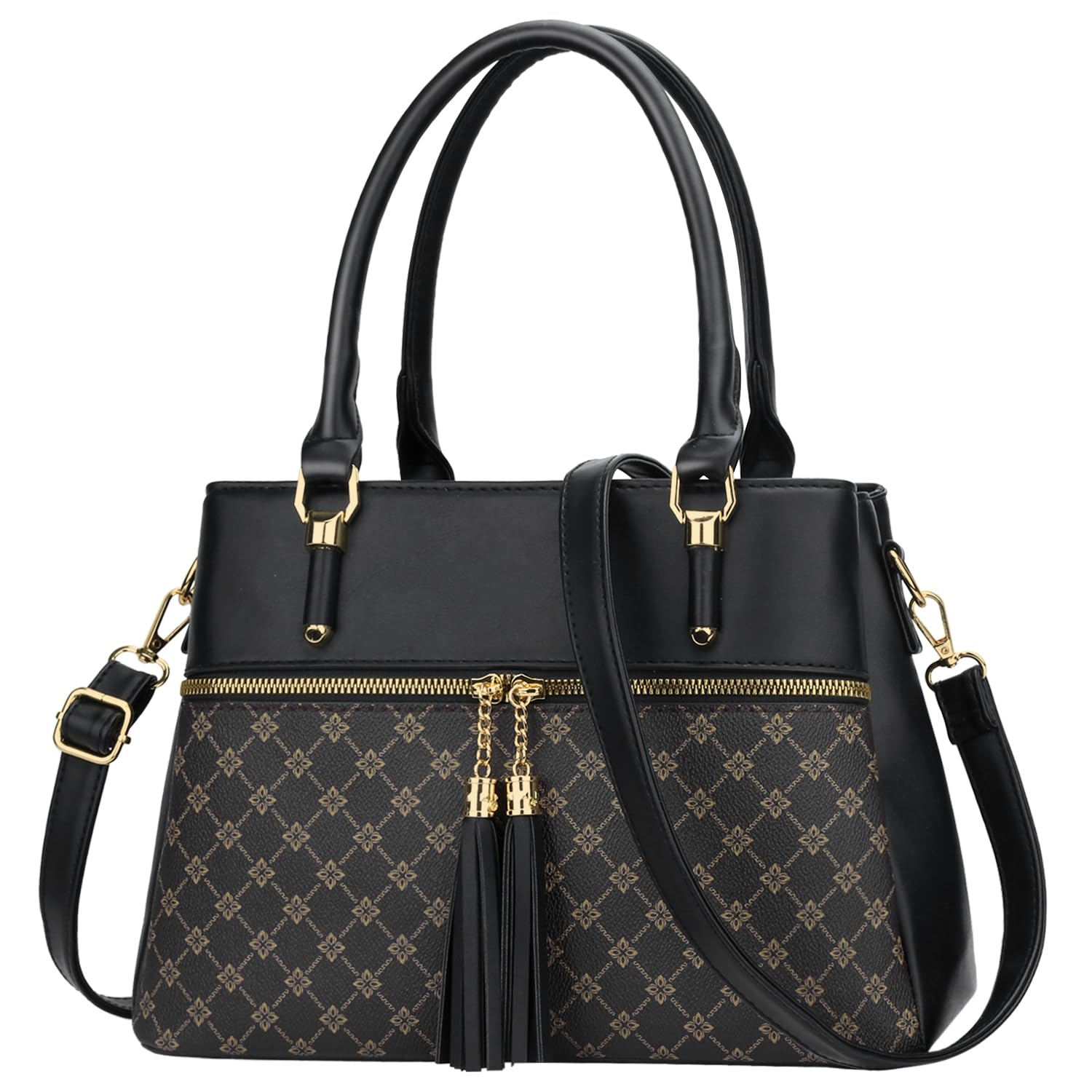 KKXIU Women Satchel Bags Handle Shoulder Handbags and Purses Pockets Zipper Leather Crossbody Bags