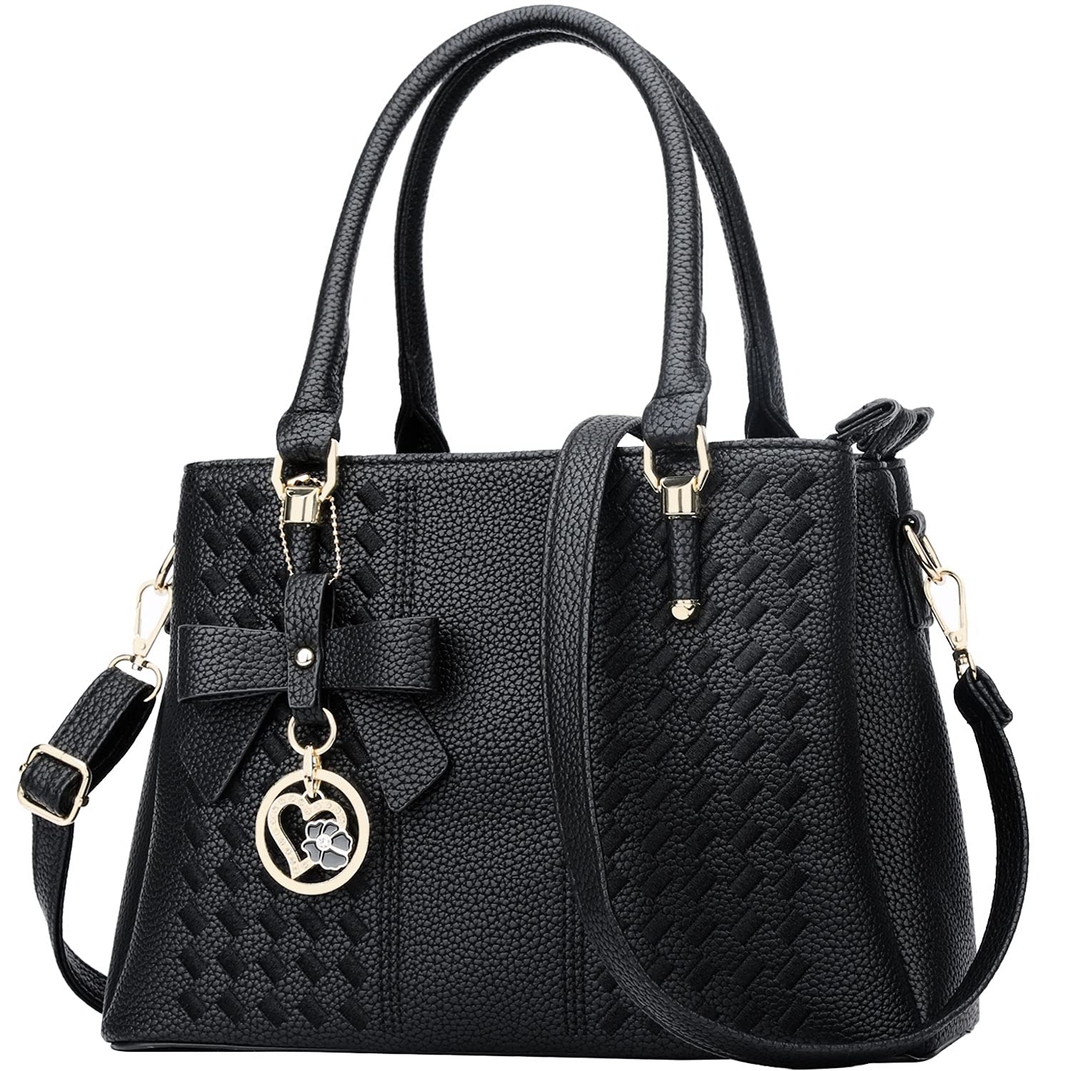 KKXIU Women Satchel Bags Handle Shoulder Handbags and Purses Pockets Zipper Leather Crossbody Bags