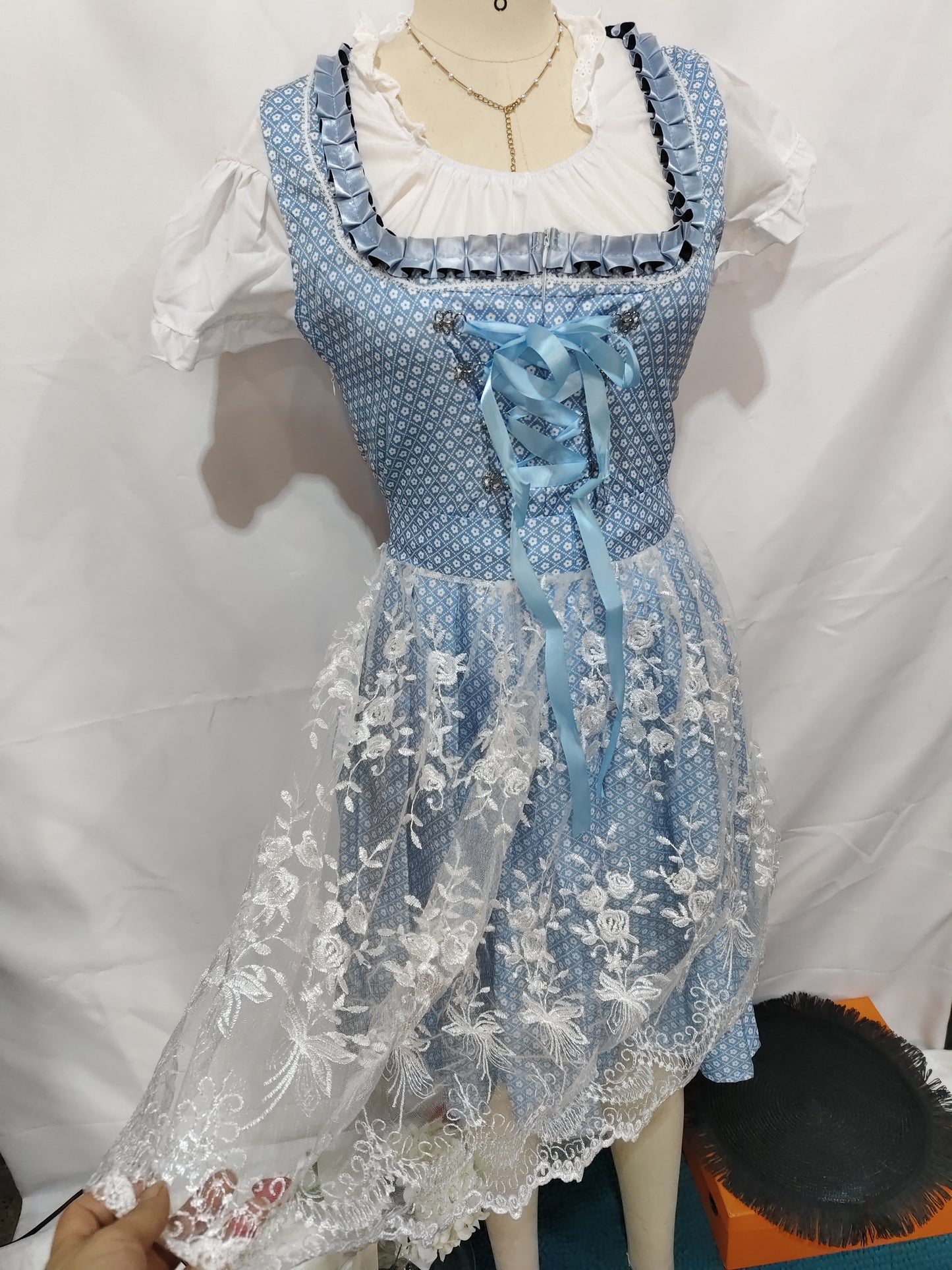 Halloween Munich Beer Long Short-sleeved Printed Lace-up Dress